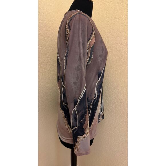 Exclusive Long Sleeve Marble Print Top - Sz M - Picture 3 of 9